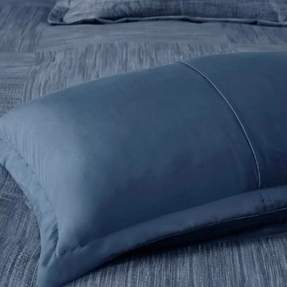 Madison Park Walter Seersucker 7 Pc Comforter Set Blue California King